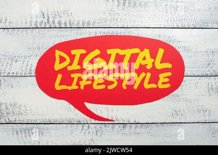 Text mit Inspiration Digitaler LifestyleArbeiten im Internet Welt der Möglichkeiten. Business-Ansatz Arbeiten über das Internet World of Stockfoto