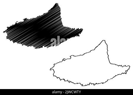 Al-Hallaniyah Island (Sultanat Oman, Indischer Ozean, Khuriya Muriya Islands) Kartenvektordarstellung, Skizze Al Hallaniyah Karte Stock Vektor