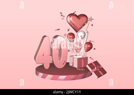 3D gerendertes Display passend für 40 40. Geburtstag oder 40. Jahrestag Feier Karte oder Einladung Stockfoto