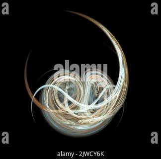 Rote und blaue Fäden, die in Kreisen um die Mitte angeordnet sind. Stockfoto