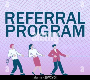 Schreiben mit Textanzeige Empfehlungsprogramm, das den eigenen Patienten zur Bestrahlung an einen anderen Arzt sendet. Geschäftskonzept, das den eigenen Patienten an einen anderen sendet Stockfoto