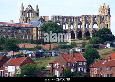 Eine ungewöhnliche Ansicht von Whitby Abbey, North Yorkshire, Großbritannien Stockfoto