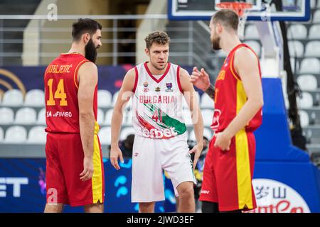 Tiflis, Georgien, 4.. September 2022. Aleksandar Vezenkov aus Bulgarien reagiert während des FIBA EuroBasket 2022-Gruppengleichs Zwischen Bulgarien und Montenegro in der Tbilisi Arena in Tiflis, Georgien. 4. September 2022. Kredit: Nikola Krstic/Alamy Stockfoto