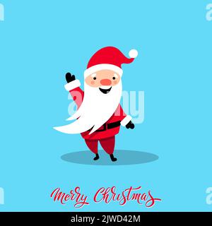 Weihnachtsmann zu Weihnachten und Neujahr. Weihnachtsmann mit einem Geschenk. Fröhlicher, handgezeichneter weihnachtsmann. Vektorgrafik. Stock Vektor