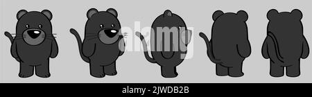 chibi Panther Cartoon Perspective Pack im Vektorformat Stock Vektor