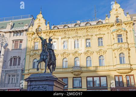 Ban Jelacic Skulptur bei einem Sonnenuntergang Stockfoto