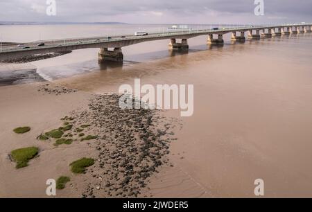 Luftaufnahme der Prince of wales Brücke über den Fluss severn zwischen england und wales Stockfoto