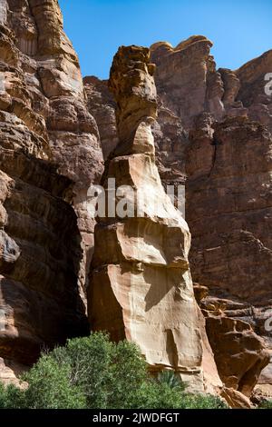 Felsnadel Wadi Disah Tabul Provinz Saudi-Arabien Stockfoto