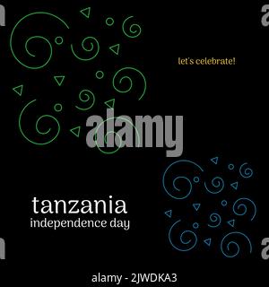 Lets Celebrate, tanzania Independence Day Text mit abstrakten Designs auf schwarzem Hintergrund Stockfoto