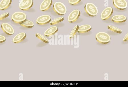 Goldene Münzen Glück, Cash Finance, Geld Gewinner. Vektorgrafik Stock Vektor