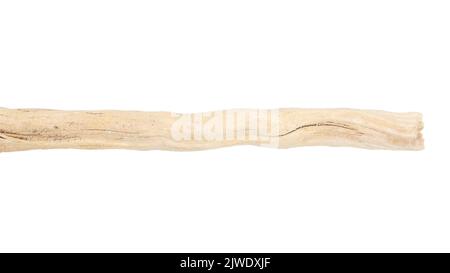 Teil aus Treibholz isoliert auf weißem Hintergrund. Stockfoto