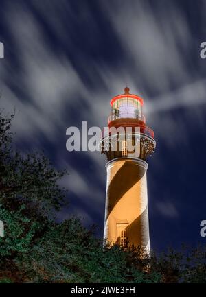 St. Augustine Leuchtturm bei Nacht Stockfoto