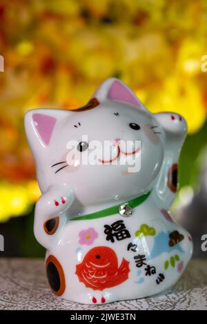 Maneki Neko, Lucky Cat Figurine, 2022 Stockfoto