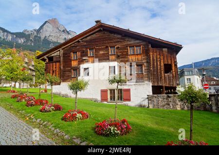 Bethlehem Haus, sehr altes Haus im Kanton Schwyz, Schweiz Stockfoto