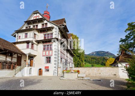 Ansicht des Landgutes Ital Reding in Schwyz, Kanton Schwyz, Schweiz Stockfoto