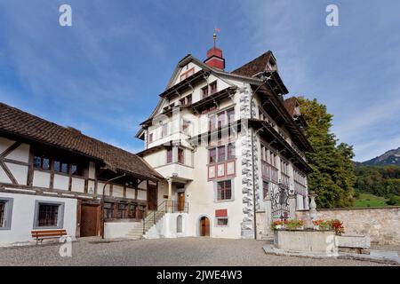 Ansicht des Landgutes Ital Reding in Schwyz, Kanton Schwyz, Schweiz Stockfoto