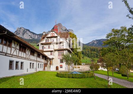 Ansicht des Landgutes Ital Reding in Schwyz, Kanton Schwyz, Schweiz Stockfoto