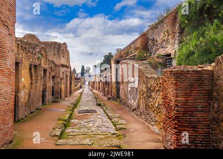 Ercolano, Italien in Herculaneum, einer alten römischen Stadt, die beim Ausbruch des Vesuvs im Jahr 79 n. Chr. begraben wurde. Stockfoto