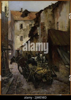 Gasse in Vilnius – Karren vorbei. Siestrzencewicz, Bohusz Stanisław (1869-1927), Maler Stockfoto