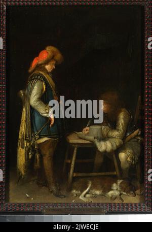 Offizier, der einen Brief schreibt. Borch, Gerard ter, II (1617-1681), Maler Stockfoto