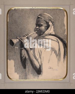 Araber spielt Trompete. Okuń, Edward (1872-1945), Zeichner, Karikaturist Stockfoto