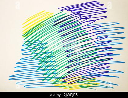 Üben Sie das Zeichnen von farbigen Linien mit copic-Marker und handgemalten Original-Impressionismus-Meisterwerken kreative Malermalerei Skizze bunt Stockfoto