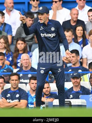 03 Sep 2022 - Chelsea gegen West Ham United - Premier League - Stamford Bridge Chelsea-Manager Thomas Tuchel während des Spiels auf der Stamford Bridge Bild : Mark Pain / Alamy Live News Stockfoto