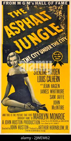 The Asphalt Jungle 1950 (MGM, R-1954). Filmposter mit drei Bögen, feat Marilyn Monroe. Stockfoto