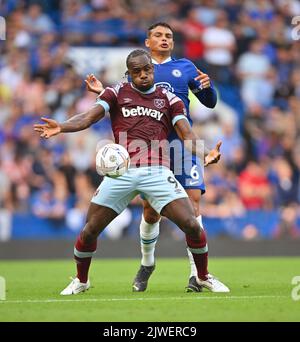 03 Sep 2022 - Chelsea gegen West Ham United - Premier League - Stamford Bridge Michail Antonio von West Ham während des Spiels auf der Stamford Bridge Bild : Mark Pain / Alamy Live News Stockfoto