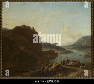 Landschaft am Wasser. Meer, Jan van der, II (1656-1705), Maler Stockfoto