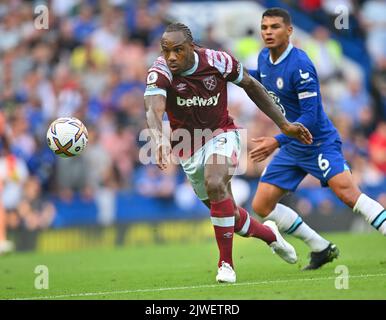 03 Sep 2022 - Chelsea gegen West Ham United - Premier League - Stamford Bridge Michail Antonio von West Ham während des Spiels auf der Stamford Bridge Bild : Mark Pain / Alamy Live News Stockfoto