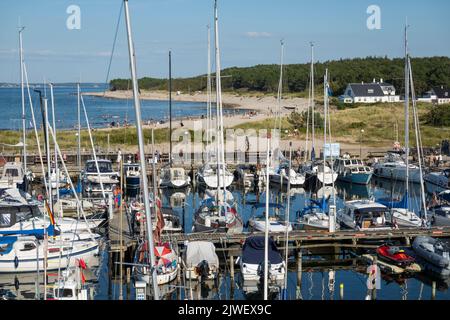 Hornbaek Yacht Marina im Sommer, Hornbaek, Seeland, Dänemark, Europa Stockfoto