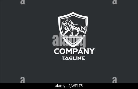 Logo-Vorlage mit minimalem Löwen Stock Vektor
