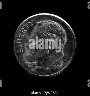 USA US-Münzen Silber Detail Textur, die Reichtum und Ersparnisse mit Inschrift in God We Trust Stockfoto