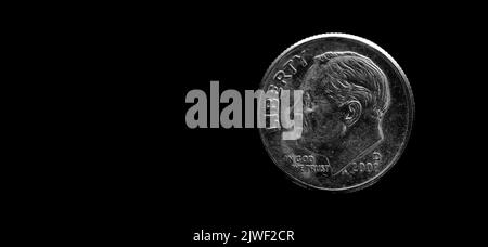 USA US-Münzen Silber Detail Textur, die Reichtum und Ersparnisse mit Inschrift in God We Trust Stockfoto