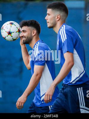 Zagreb, Kroatien. 05. September 2022. Zagreb, Kroatien, 05. September 2022, Sadegh Moharrami von Dinamo Zagreb wird beim letzten Training vor dem UEFA Champions League-Spiel der Gruppe E gegen Chelsea im Maksimir-Stadion am 05. September 2022 in Zagreb, Kroatien, gesehen. Foto: Slavko Midzor/PIXSELL Credit: Pixsell Foto- und Videoagentur/Alamy Live News Stockfoto