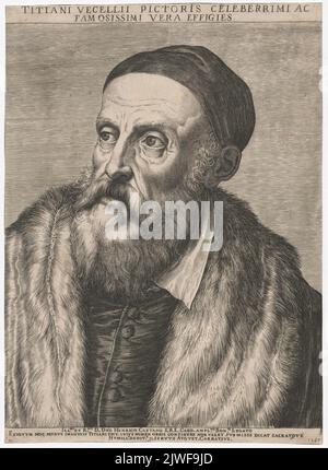 Porträt von Tizian. Carracci, Agostino (1557-1602), Grafiker, Tiziano Vecellio (ca 1488-1576), Maler Stockfoto