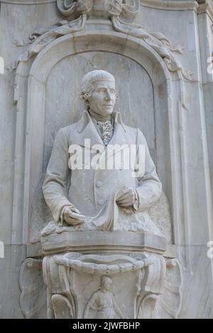 Berlin, Deutschland, Joseph Haydn am Beethoven-Mozart-Haydn-Denkmal von Wolfgang Siemering im Großen Tiergarten Stockfoto