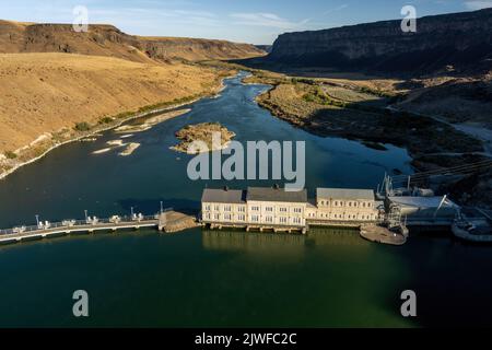 Schöner Blick auf den Swan Falls Dam am Snake River in Idaho Stockfoto