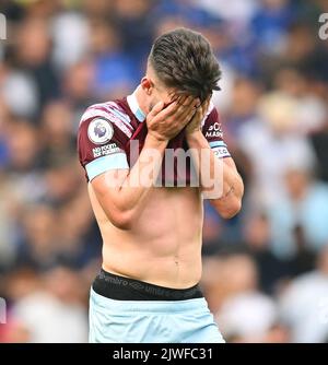 03 Sep 2022 - Chelsea gegen West Ham United - Premier League - Stamford Bridge West Ham's Declan Rig während des Spiels auf der Stamford Bridge. Picture : Mark Pain / Alamy Live News Stockfoto