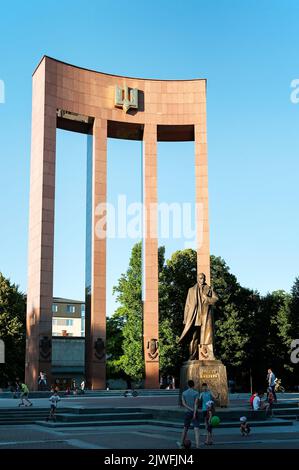 Stepan Andriyovych Bandera Skulptur in Lviv Ukraine Stockfoto