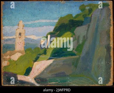 Landschaft mit einem Schrein. Rembowski, Jan (1879-1923), Maler Stockfoto