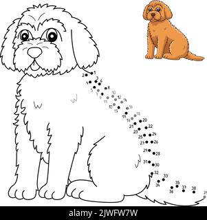 Dot to Dot Golddoodle Dog Isolated Coloring Page Stock Vektor