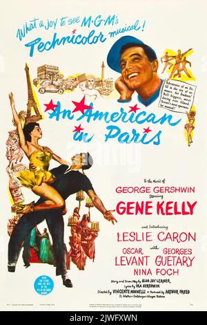 An American in Paris (Filmposter 1951) feat. Gene Kelly. Stockfoto