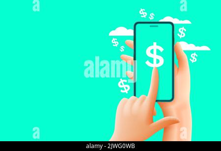 Smartphone-App-Service, Dollar Aktion online, finanzielle Tablette. Vektorgrafik Stock Vektor
