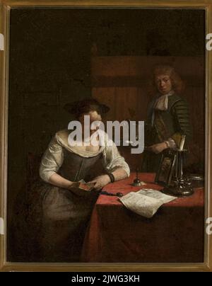 Frau, die ein Buch liest. Borch, Gerard ter, II (1617-1681), Maler Stockfoto