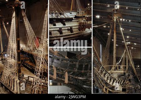 Das Vasa Museum ist eines der meistbesuchten Museen Skandinaviens. Alte Schiffe und alte nautische Erinnerungsstücke in perfektem Zustand. Stockfoto