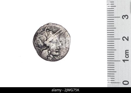 Denar. Papirius Carbo, M. (fl. 122 a.C.), Geldbeamter, Republika Rzymska, Emittent Stockfoto