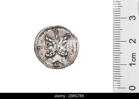 Denar. Furius Philus, M. (fl. 119 a.C.), Geldbeamter, Republika Rzymska, Emittent Stockfoto