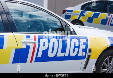 Whanganui, Neuseeland - Okt 19. 2017: Details zum Polizeiauto Stockfoto